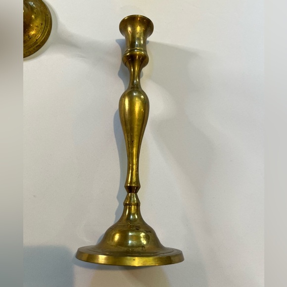 Pair of Antique Brass Candlestick holders - Picture 9 of 17
